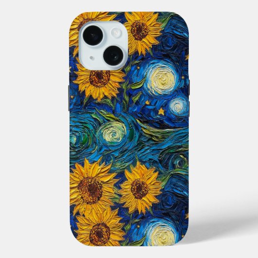 Van Gogh Zonnebloemen en sterrennacht Case-Mate iPhone Case (Achterkant)