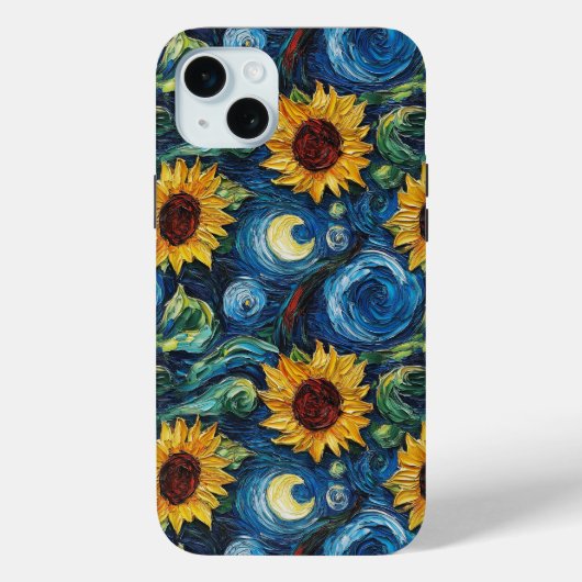 Van Gogh Zonnebloemen en sterrennacht Case-Mate iPhone Case (Achterkant)