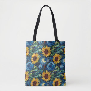 Van Gogh Zonnebloemen en sterrennacht Draagtas