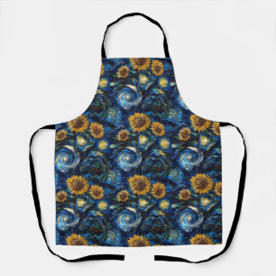 Van Gogh Zonnebloemen en sterrennacht Schort