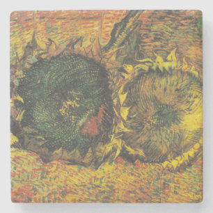 Van Gogh Zonnebloemen - Vintage Gouden Bloemschild Stenen Onderzetter