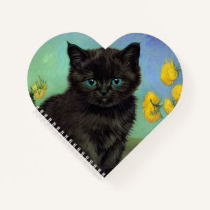 Van Gogh Zwart Kat Geel Bloemen Notitieboek