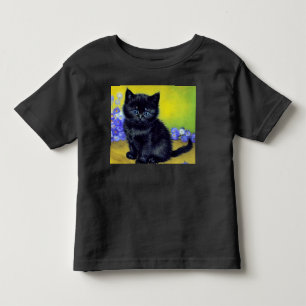 Van Gogh Zwart Kat Paarse Bloemen Kinder Shirts