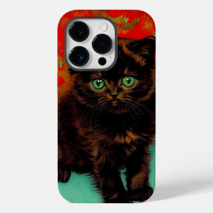 Van Gogh Zwart Kat Rood Bloemen Case-Mate iPhone 14 Pro Hoesje