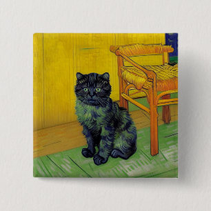 Van Gogh Zwart Kat Vierkante Button 5,1 Cm