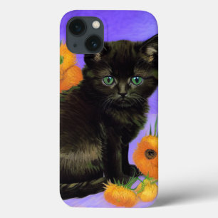 Van Gogh Zwart Kitten met Zonnebloemen iPhone 13 Hoesje