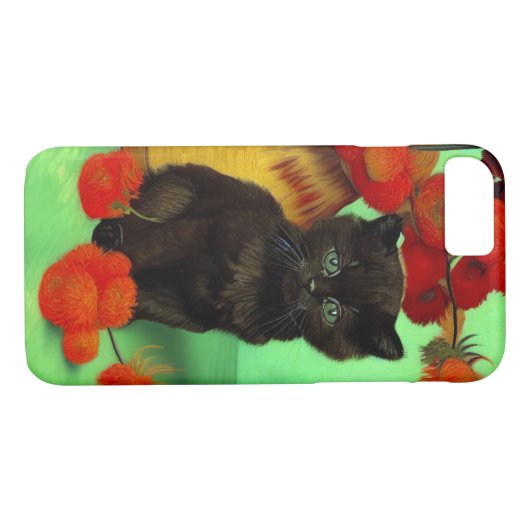 Van Gogh Zwart Kitten Rood Bloemen Case-Mate iPhone Case (Achterkant (Horizontaal))
