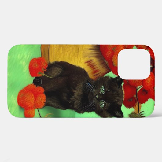 Van Gogh Zwart Kitten Rood Bloemen Case-Mate iPhone Case (Achterkant (horizontaal))