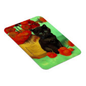 Van Gogh Zwart Kitten Rood Bloemen Magneet (Rechterzijde)
