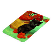 Van Gogh Zwart Kitten Rood Bloemen Magneet (Linkerzijde)