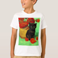 Van Gogh Zwart Kitten Rood Bloemen