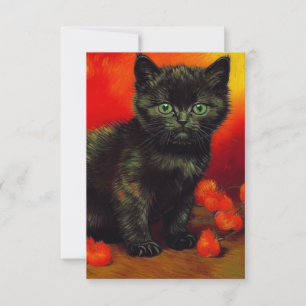 Van Gogh Zwart Kitten RSVP Kaartje