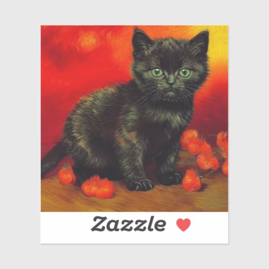 Van Gogh Zwart Kitten Sticker (Vel)