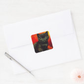 Van Gogh Zwart Kitten Vierkante Sticker (Envelop)