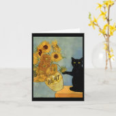 Van Gogh Zwarte Kat met Zonnebloemen 8647 Subtiele Kaart (Gele Bloem)