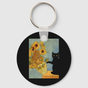 Van Gogh Zwarte Kat met Zonnebloemen 8647 Subtiele Sleutelhanger