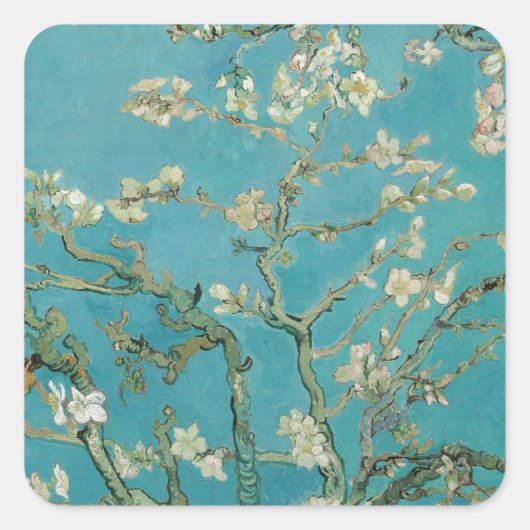 Van gogh's Almond Blossom Vierkante Sticker (Voorkant)