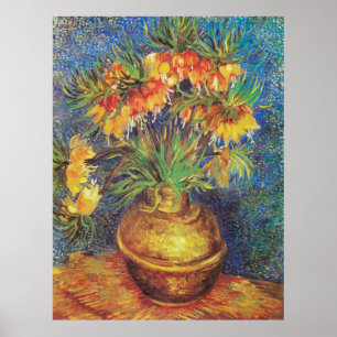 Van Gogh's imperiale Fritilaries in een kopervaas Poster