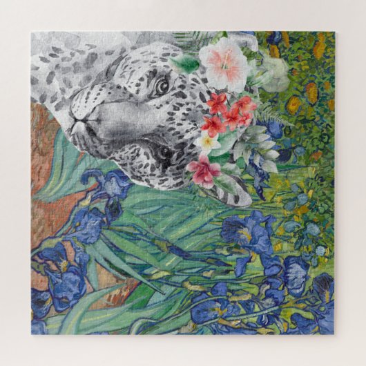 Van Gogh's Irises en Fancy Leopard Legpuzzel (Horizontaal)