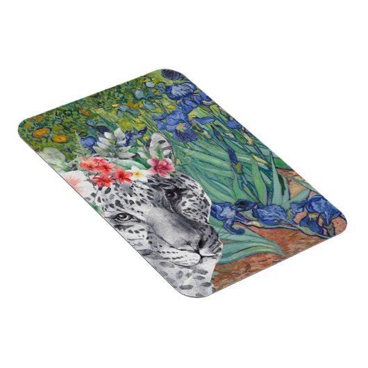 Van Gogh's Irises en Fancy Leopard Magneet (Rechterzijde)