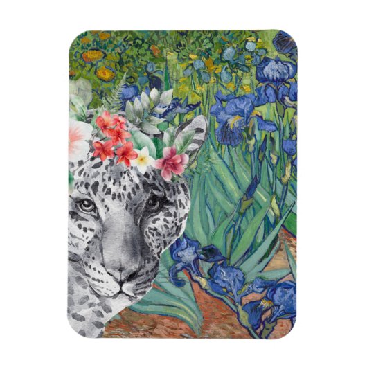 Van Gogh's Irises en Fancy Leopard Magneet (Verticaal)