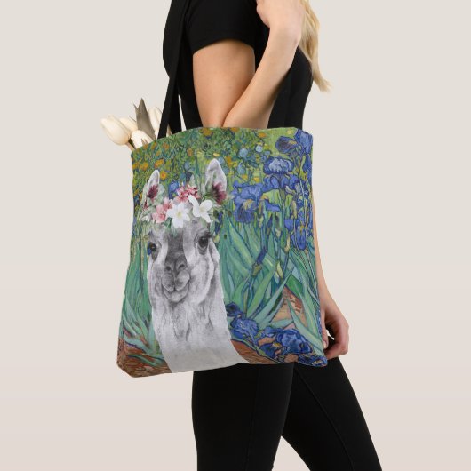 Van Gogh's Irises en Fancy Llama Draagtas (Dichtbij)