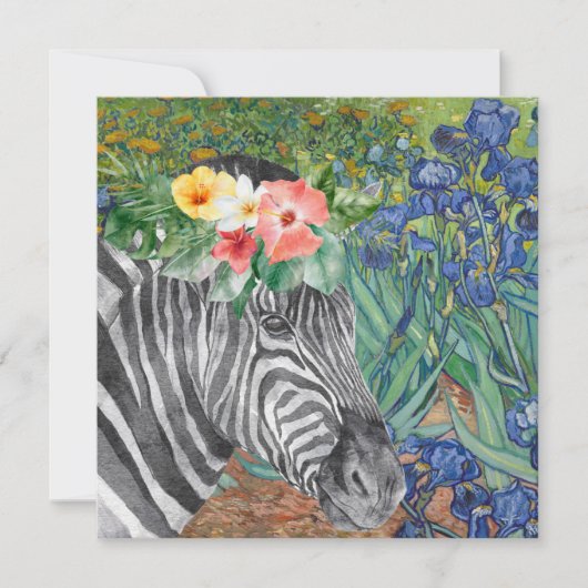 Van Gogh's Irises en Fancy Zebra Flat Kaart (Voorkant)