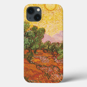 Van Gogh's Olijfbomen met gele hemel en zon  iPhone 13 Hoesje