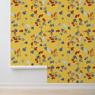 Van Goghs Papaver en Iris Bloemen Mosterdgeel Behang