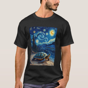 Van Gogh's Sterrennacht Schildpad Schelp Reiziger T-shirt