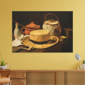 Van Goghs "Stilleven met Pet en Pijp" (1884) Canvas Afdruk (Insitu (Woonkamer))