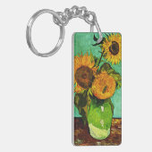 Van Gogh's Vase met drie zonnebloemen Sleutelhanger (Voorkant Links)