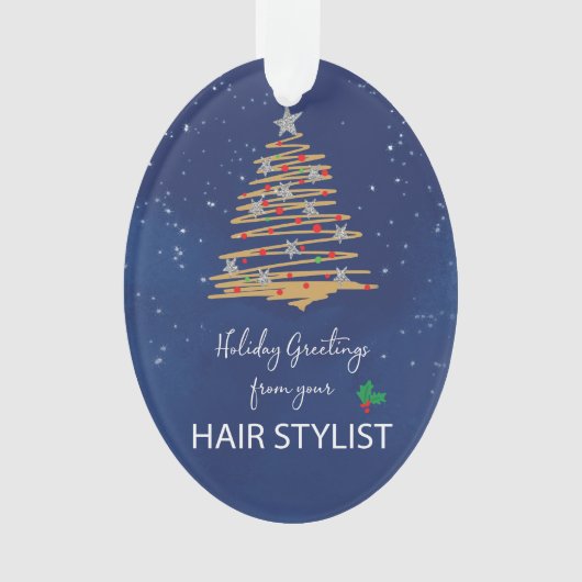 VAN Hair Stylist Kerstboom Aangepaste naam Ornament (voorkant)