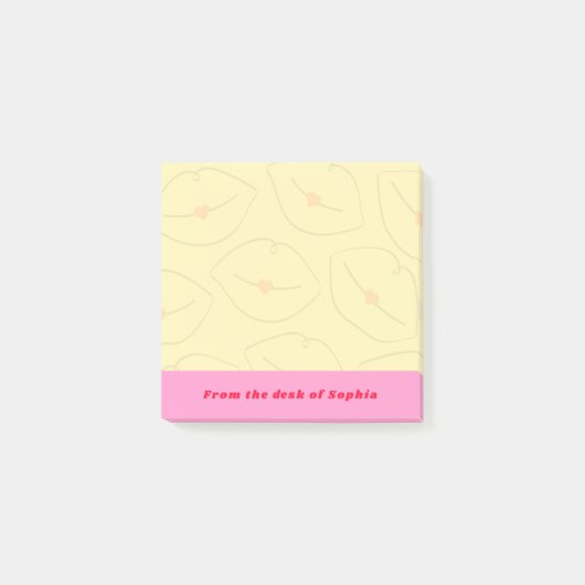 Van het bureau van aangepaste naam lippenpatroon g post-it® notes (Voorkant)