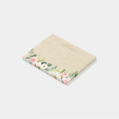Van het bureau van de Blush Pink Floral & Rustic K Post-it® Notes (Schuin)