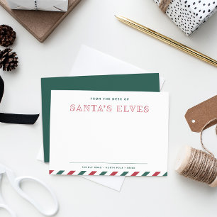 Van het bureau van de elfen van de Kerstman Blank Notitiekaartje