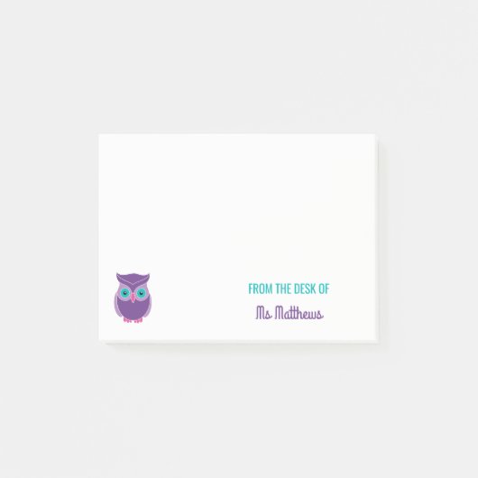 Van het bureau van de leraar Owl, gepersonaliseerd Post-it® Notes (Voorkant)
