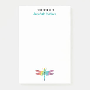 Van het bureau van de regenboogdragonvlieg van de  post-it® notes