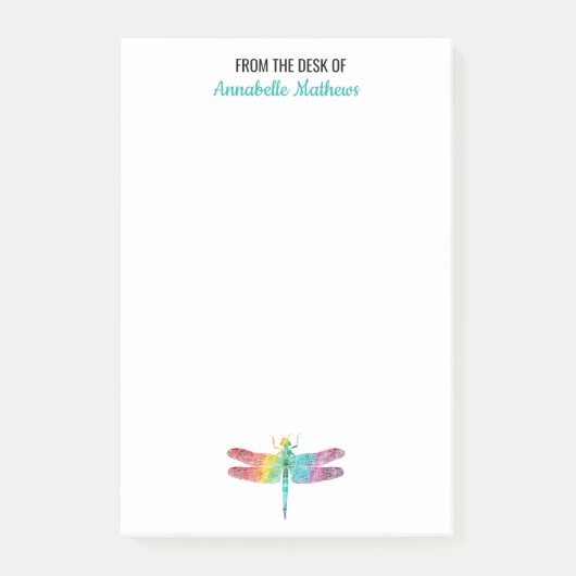 Van het bureau van de regenboogdragonvlieg van de  post-it® notes (Voorkant)