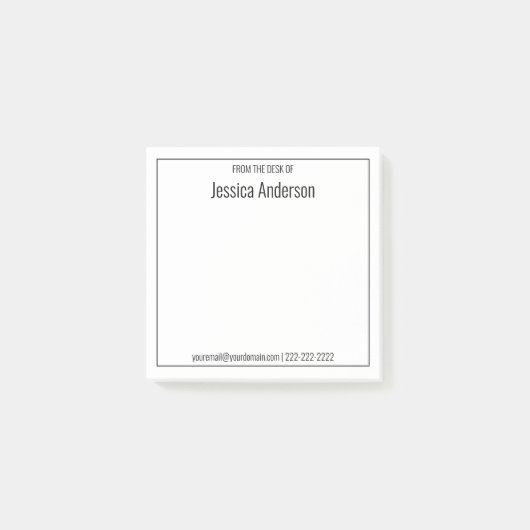 Van het bureau van de zwarte en witte minimalist post-it® notes (Voorkant)