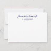 Van het bureau van echte marineblauw stijlvol mode notitiekaartje (Voorkant)