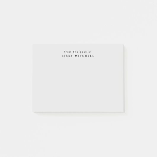 Van het bureau van eenvoudig monogram grijs post-it® notes (Voorkant)