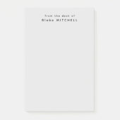 Van het bureau van eenvoudig monogram grijs post-it® notes (Voorkant)