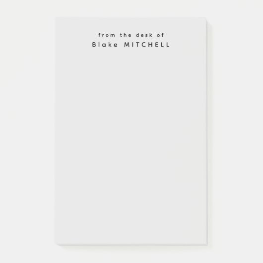 Van het bureau van eenvoudig monogram grijs post-it® notes (Voorkant)