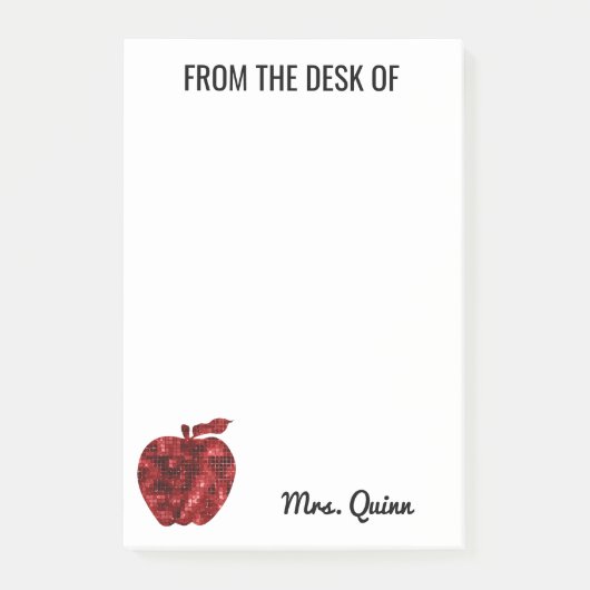 Van het bureau van leraar Red Sequin Apple Sparkle Post-it® Notes (Voorkant)