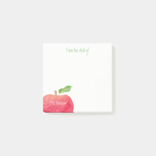 Van het bureau van leraar rode Waterverf Apple Post-it® Notes (Voorkant)