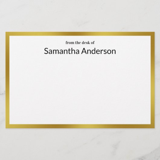 Van het bureau van Nep Goud Wit Zwart Uw Naam Briefpapier (Voorkant)