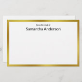 Van het bureau van Nep Goud Wit Zwart Uw Naam Briefpapier (Voorkant / Achterkant)