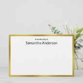 Van het bureau van Nep Goud Wit Zwart Uw Naam Briefpapier (Staand voorkant)