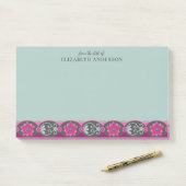 Van het bureau van Pretty Teal Floral Post-it® Notes (Op bureau)
